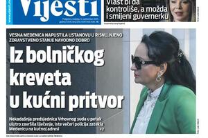Naslovna strana "Vijesti" za 14. septembar 2025.