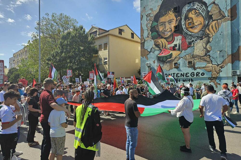 Detalj sa jednog od protesta u organizaciji Pokreta solidarnosti sa Palestinom, Podgorica, Foto: Danilo Misita