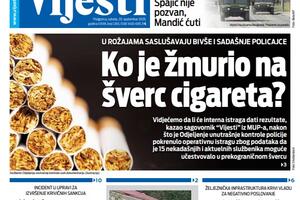 Naslovna strana "Vijesti" za 20. septembar 2025.