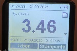 UP: Šavničanin uhapšen u Baru, vozio sa 3,46 promila alkohola u...