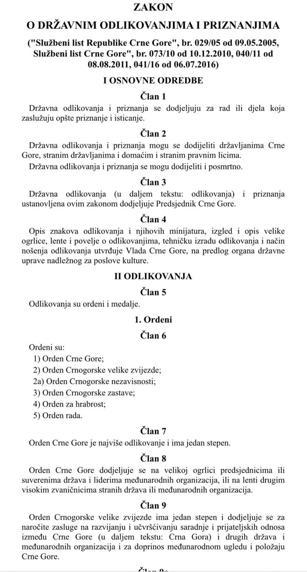 Zakon o državnim odlikovanjima i priznanjima