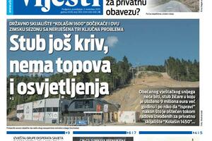 Naslovna strana "Vijesti" za 3. novembar 2025.