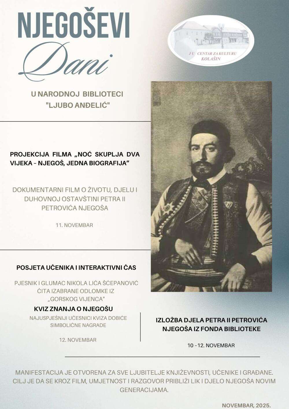 <p>Bogat program posvećen velikanu crnogorske književnosti</p>