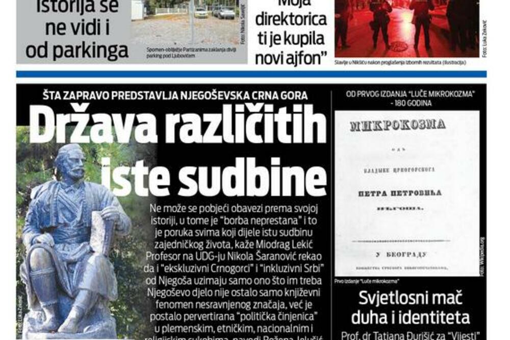 Titelseite von „Vijesti“ vom 13. und 14. November 2025.