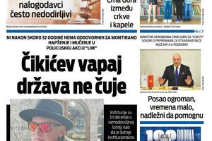 Naslovna strana "Vijesti" za 17. novembar 2025.