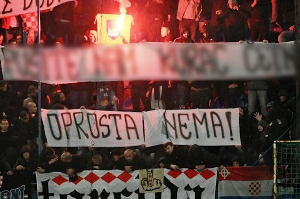 Hrvatski navijači na utakmici Crne Gore i Hrvatske, koja je odigrana 17. novembra u Podgorici, Foto: Screenshot/TV Vijesti