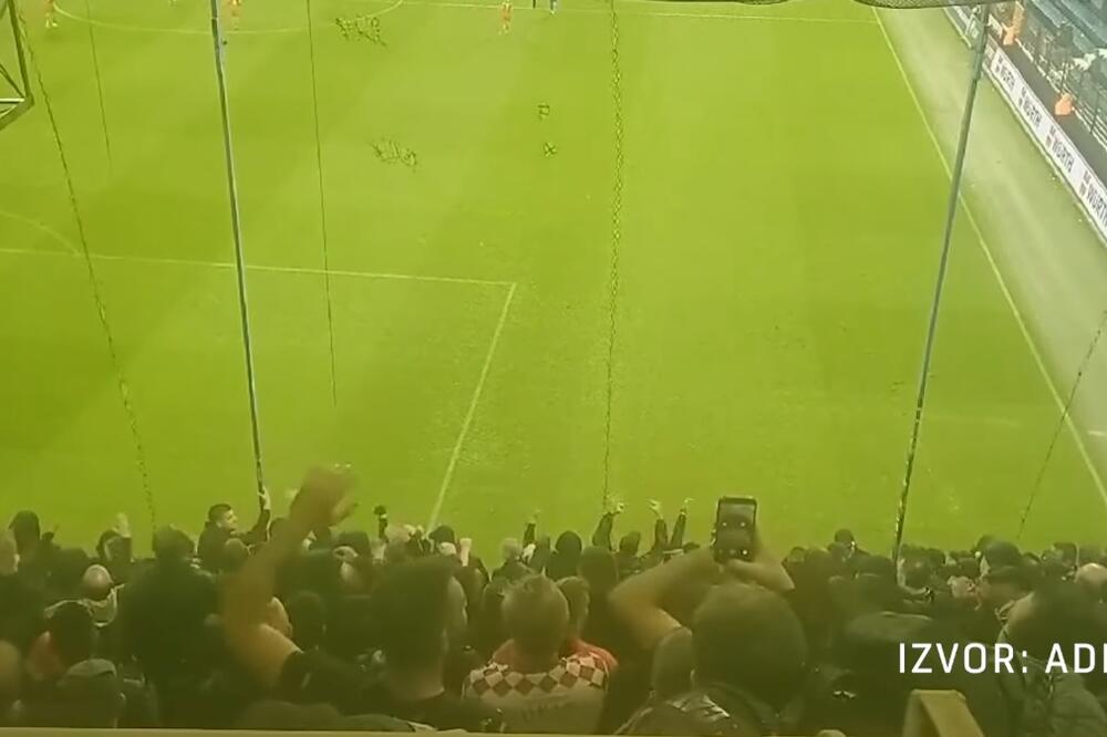 Hrvatski navijači na utakmici Crne Gore i Hrvatske, koja je odigrana 17. novembra u Podgorici, Foto: Screenshot/TV Vijesti