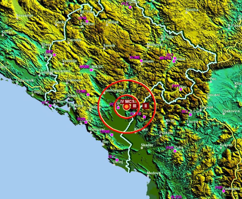 Slabiji zemljotres kod Podgorice