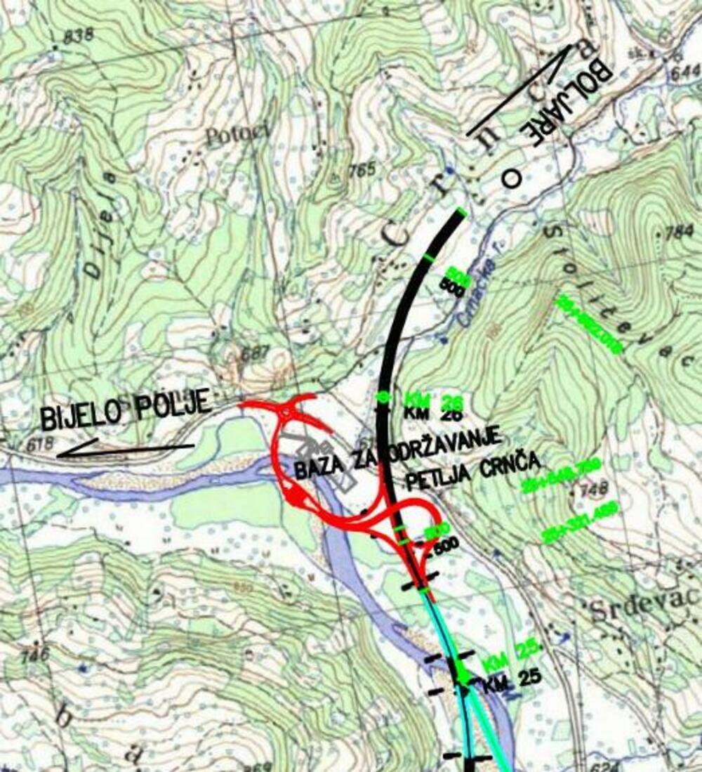 Elaborat rađen na osnovu idejnog rješenja u kome nema petlja Boljanina