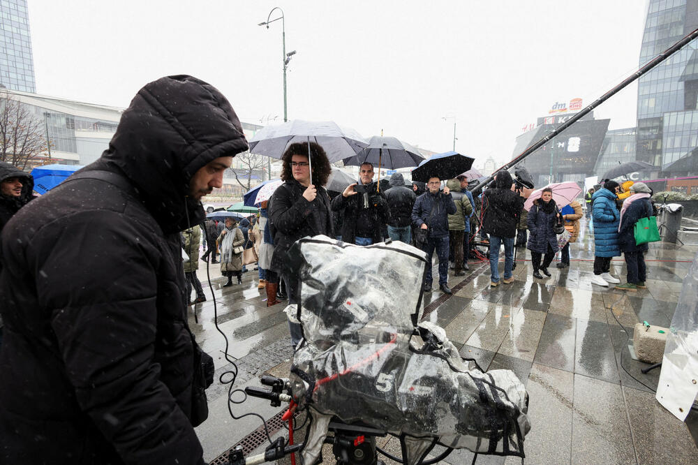 Sa jučerašnjeg protesta radnika BHRT-a, Foto: Rojters
