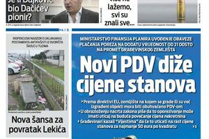 Naslovna strana "Vijesti" za 28. novembar 2025.