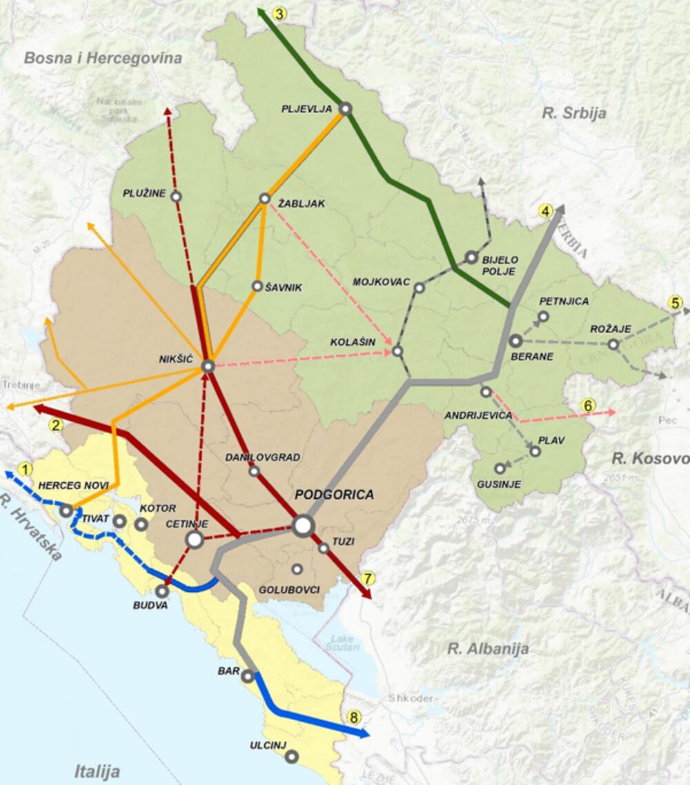 Mreža budućih auto-puteva i brzih cesta kroz Crnu Goru