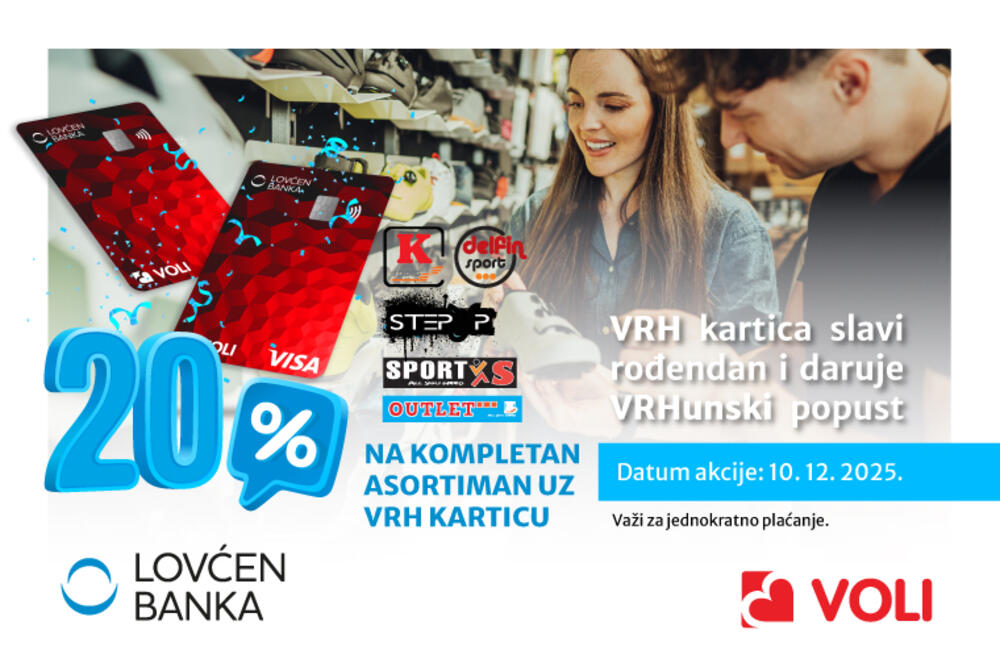 <p>Za korisnike Vrh kartice još veći popusti u Namos salonu namještaja, Super Voli marketu u City kvartu, Qbik salonu keramike i sanitarija, K sport buticima sportske opreme, Barkod parfimerijama i Tehnomax prodavnicama tehnike.</p>