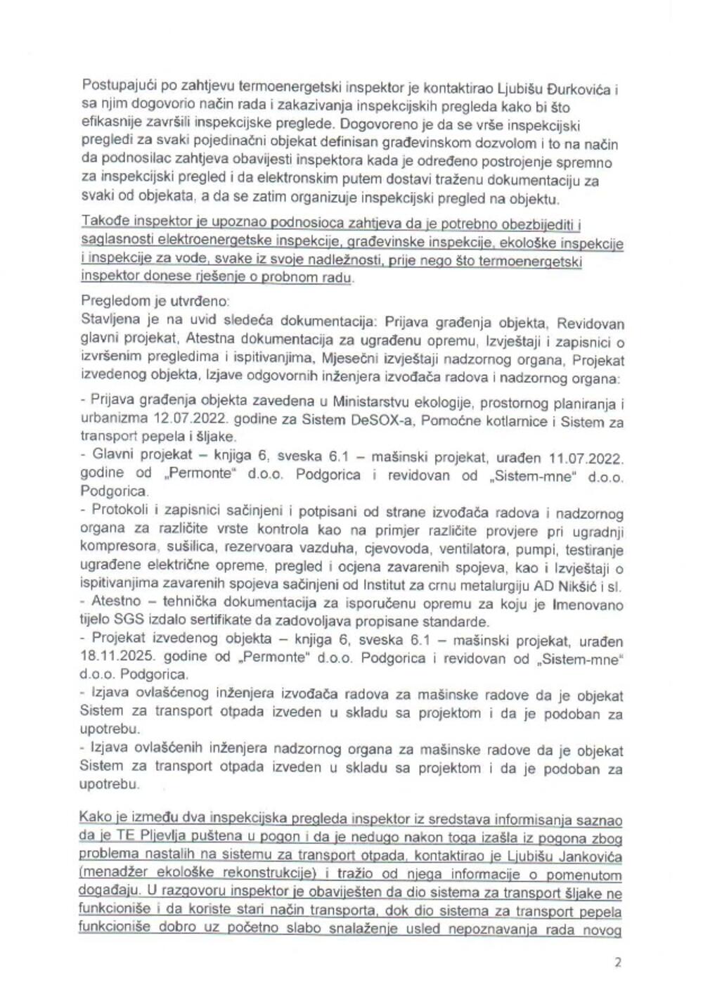 <p>Odbor direktora na predlog šest rukovodilaca Termoelektrane (TE) Pljevlja pustio je u probni rad Termoelektranu, bez odobrenja nadležnih inspekcija, tvrdi lider GP URA</p>