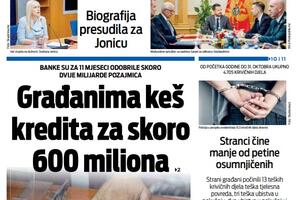 Naslovna strana "Vijesti" za 25. decembar 2025.