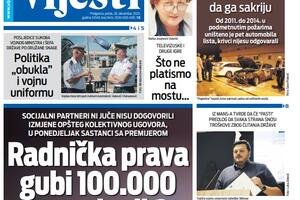 Naslovna strana "Vijesti" za 26. decembar 2025.