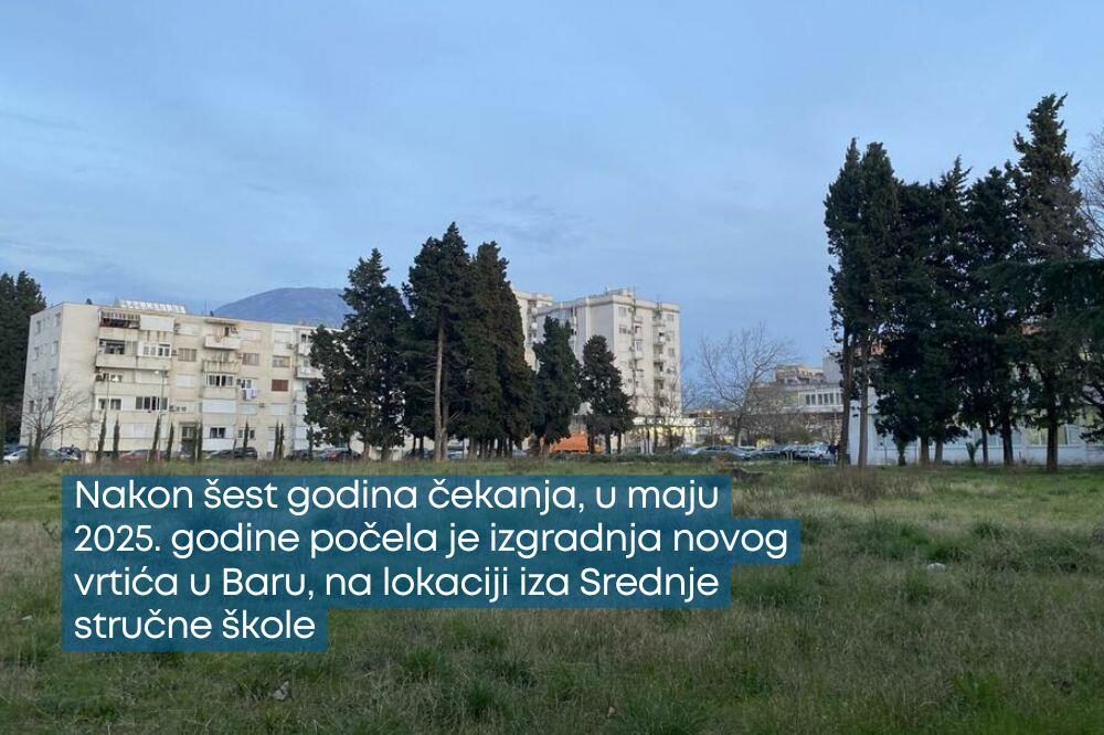 Nakon šest godina čekanja, u maju 2025. godine počela je izgradnja novog vrtića u Baru, na lokaciji iza Srednje stručne škole