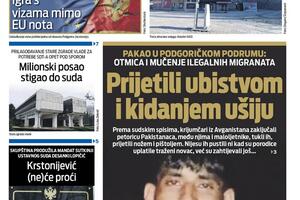 Naslovna strana "Vijesti" za 29. decembar 2025.