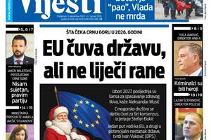 Naslovna strana "Vijesti": Praznični trobroj