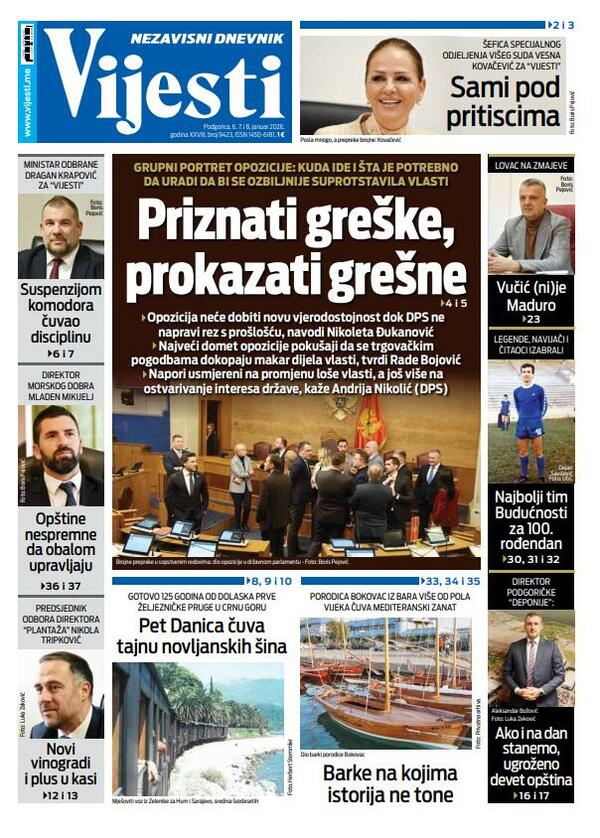 Naslovna strana prazničnog trobroja "Vijesti"