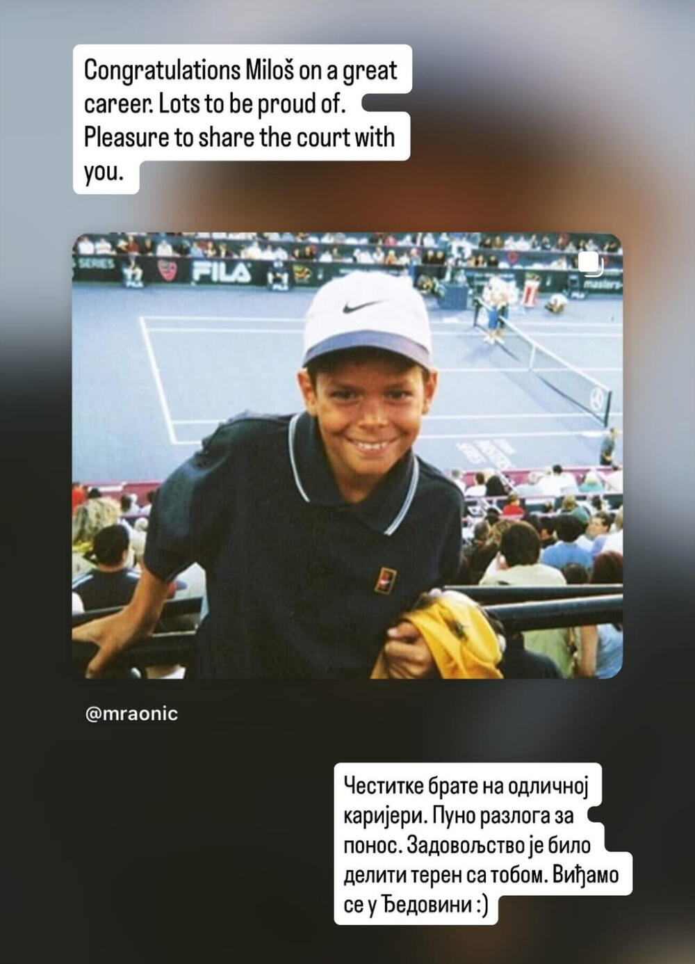 Novakov 'post' posvećen Raoniću