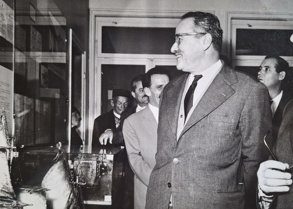 Blažo Jovanović na otvaranju Poštanskog muzeja u Titogradu, 15. septembra 1959. godine