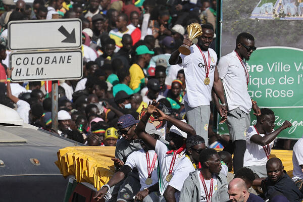Tens of thousands of people parade in Senegal after winning the Cup...