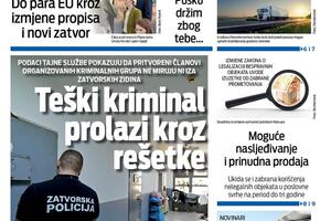 Naslovna strana "Vijesti" za 22. januar 2026.