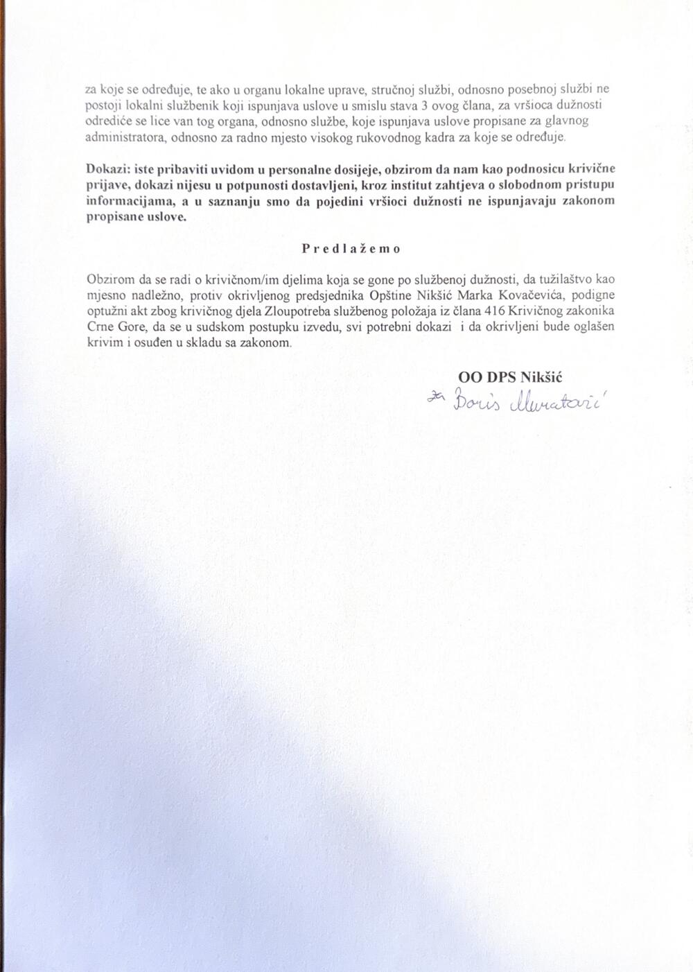 <p>Iz tDPS Nikšić su kazali da očekuju hitnu reakciju tužilaštva, zbog kako su kazali, još jedne očigledne zloupotrebe opštinskog novca zarad namirenja partijskih vojnika i srodnika aktuelnih vlastodržaca</p>