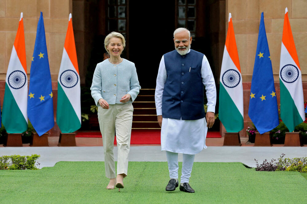 Ursula fon der Lajen i narendra Modi u Nju Delhiju u februaru 2025., Foto: Rojters