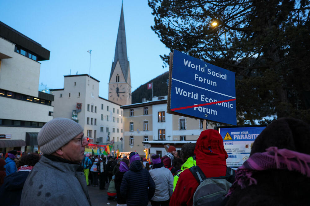 Protest u Davosu uoči početka ovogodišnjeg Svjetskog ekonomskog foruma, Foto: Rojters