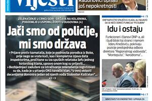 Naslovna strana "Vijesti" za 31. januar 2026.