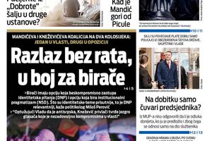 Naslovna strana "Vijesti" za 3. februar 2026.