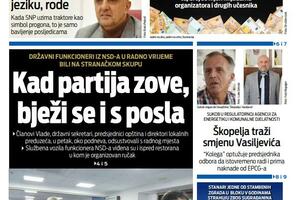 "Vijesti" gazetesinin 10 Şubat 2026 tarihli ön sayfası.