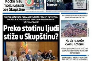 "Vijesti" gazetesinin 11 Şubat 2026 tarihli ön sayfası.