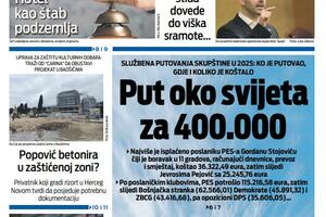 "Vijesti" gazetesinin 13 Şubat 2026 tarihli ön sayfası.