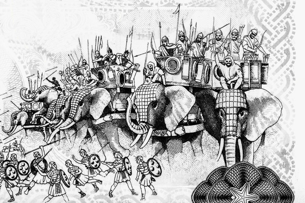 Hanibalove trupe na slonovima. Portret sa alžirske novčanice od 500 dinara iz 1983. godine, Foto: Shutterstock