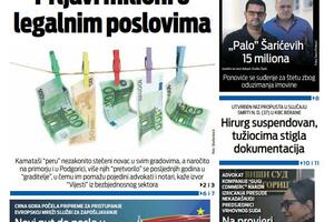 Naslovna strana "Vijesti" za 21. februar 2026.