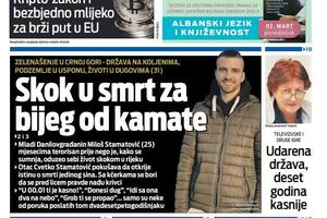 Naslovna strana "Vijesti" za 27. februar 2026.