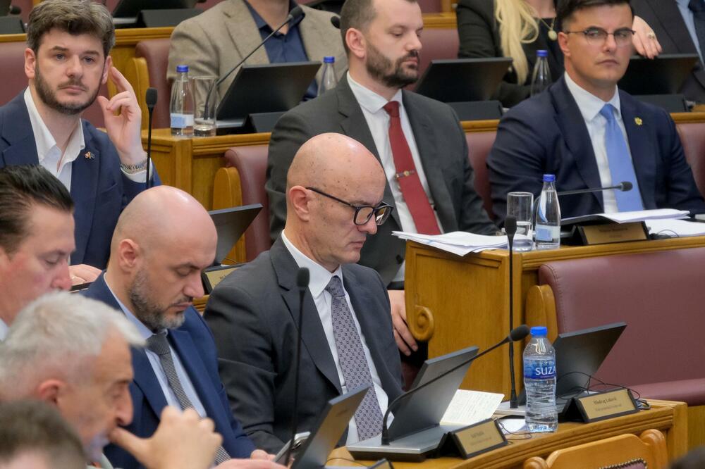 Sa sjednice Skupštine na kojoj su 6. marta usvojene izmjene i dopune Zakona o unutrašnjim poslovima i Zakon o Agenciji za nacionalnu bezbjednost, Foto: Risto Bozović