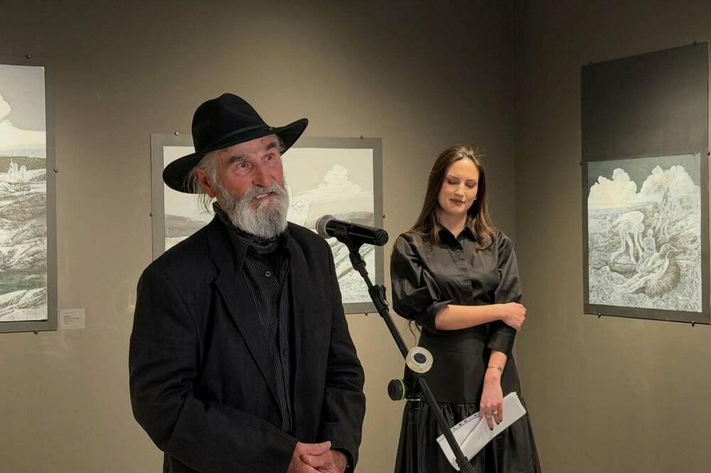 Sa otvaranja: Nikica Raičević i Aleksandra Butorović, Foto: JU Muzeji i galerije Podgorice