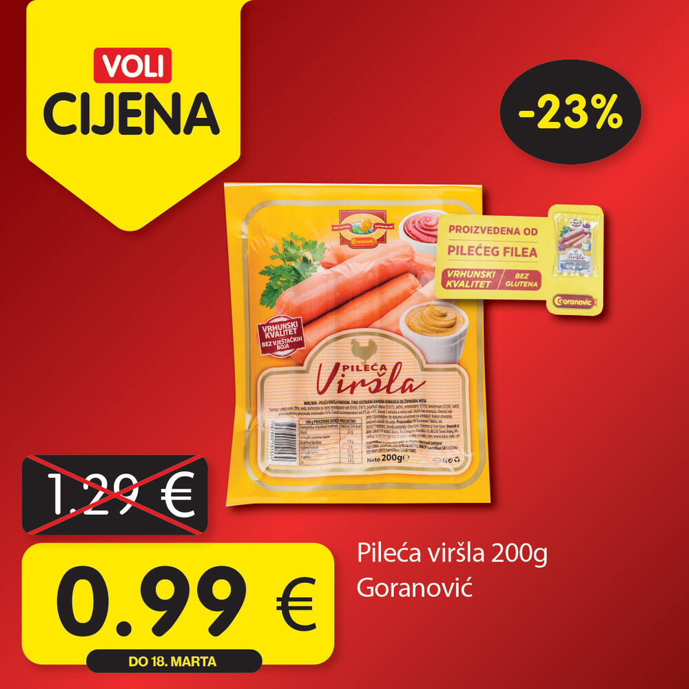 <p>Širok izbor proizvoda po najpovoljnijim cijenama na tržištu u svim Voli i Naš diskont marketima.</p>  <p> </p>