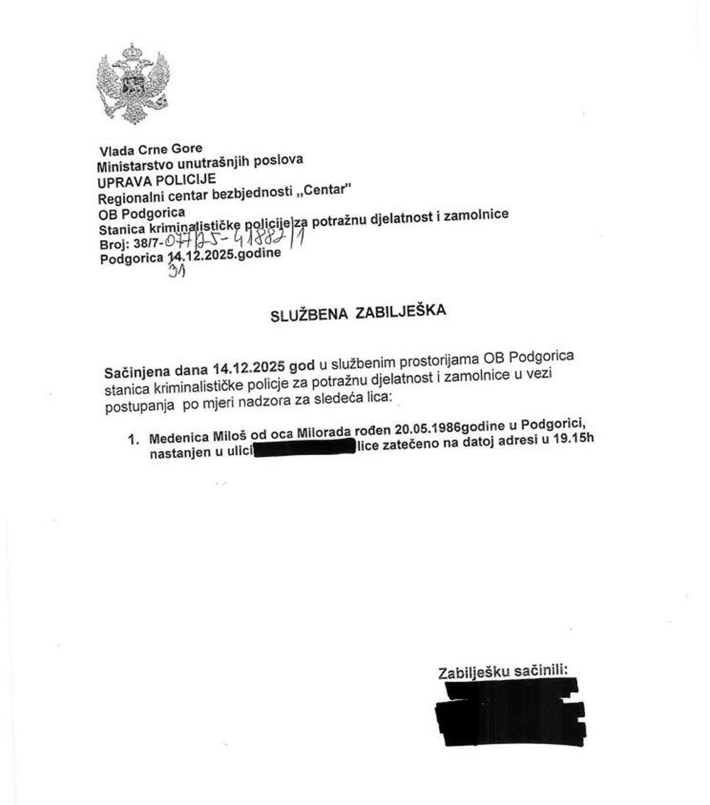 <p>"Gotovo dva mjeseca nakon bjekstva Miloša Medenice, javnost i dalje nema odgovor na najosnovnije pitanje &ndash; ko je odgovoran što je lice pod mjerom nadzora uspjelo da pobjegne. Osim sastanka u kabinetu premijera gdje su se čelnici izvršne i sudske vlasti 'dogovorili' da je za bjekstvo Medenice 'kriv sistem', do danas nemamo adekvatan odgovor o institucionalnoj odgovornosti za bezbjednosni propust ovakvih razmjera"</p>