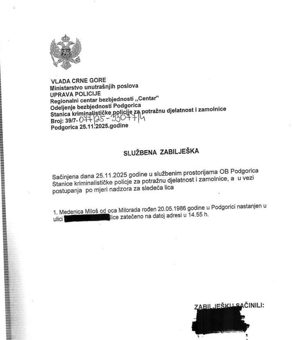 <p>"Gotovo dva mjeseca nakon bjekstva Miloša Medenice, javnost i dalje nema odgovor na najosnovnije pitanje &ndash; ko je odgovoran što je lice pod mjerom nadzora uspjelo da pobjegne. Osim sastanka u kabinetu premijera gdje su se čelnici izvršne i sudske vlasti 'dogovorili' da je za bjekstvo Medenice 'kriv sistem', do danas nemamo adekvatan odgovor o institucionalnoj odgovornosti za bezbjednosni propust ovakvih razmjera"</p>