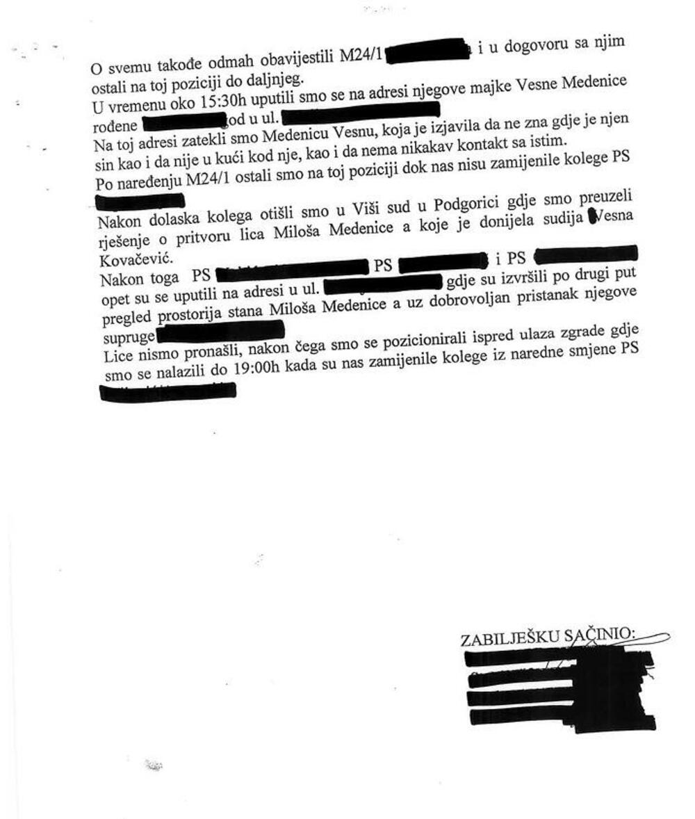 <p>"Gotovo dva mjeseca nakon bjekstva Miloša Medenice, javnost i dalje nema odgovor na najosnovnije pitanje &ndash; ko je odgovoran što je lice pod mjerom nadzora uspjelo da pobjegne. Osim sastanka u kabinetu premijera gdje su se čelnici izvršne i sudske vlasti 'dogovorili' da je za bjekstvo Medenice 'kriv sistem', do danas nemamo adekvatan odgovor o institucionalnoj odgovornosti za bezbjednosni propust ovakvih razmjera"</p>
