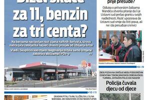 Naslovna strana "Vijesti" za 28. mart 2026.