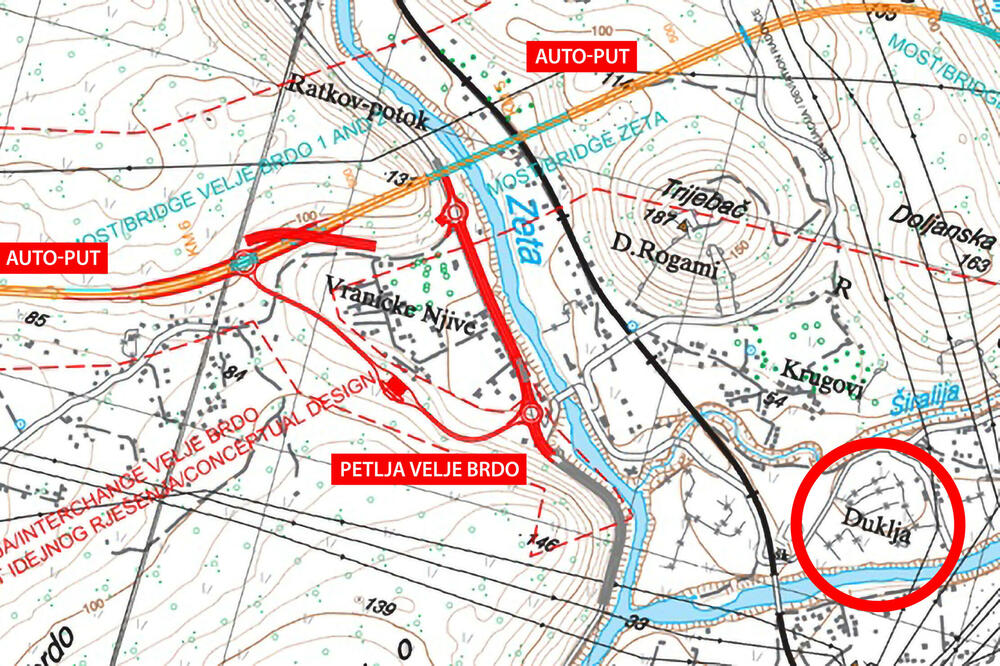 Karta iz Idejnog projekta koju je dostavio "Monteput", Foto: Monteput