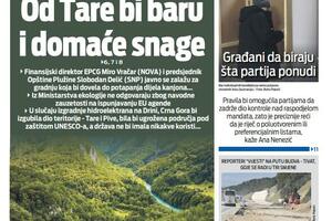 Naslovna strana "Vijesti" za 30. mart 2026.