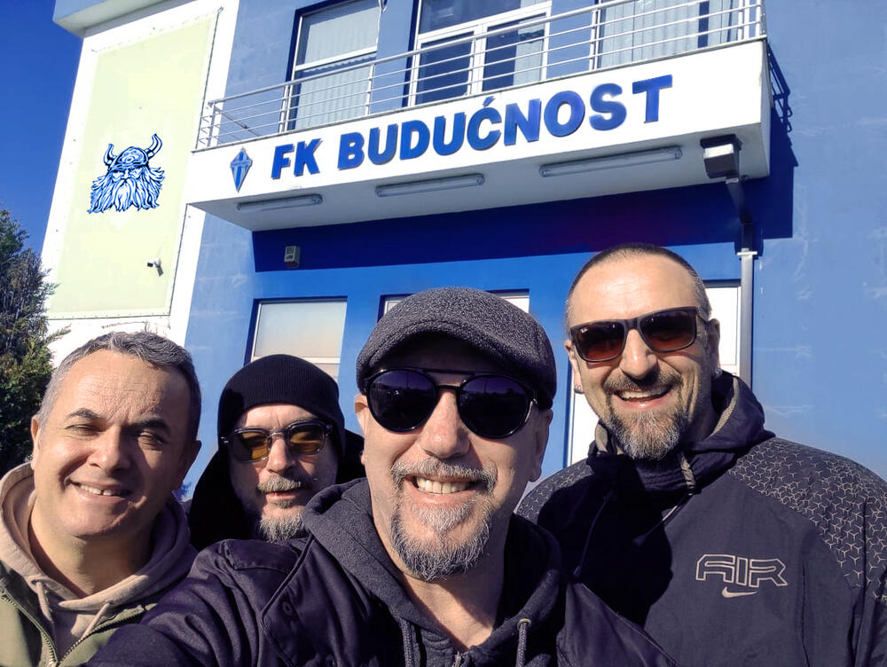 Ekipa filma, s lijeva: Ilija Kaluđerović, Vladimir Toni Pendo, Danilo Pendo i Nikola Ljumović