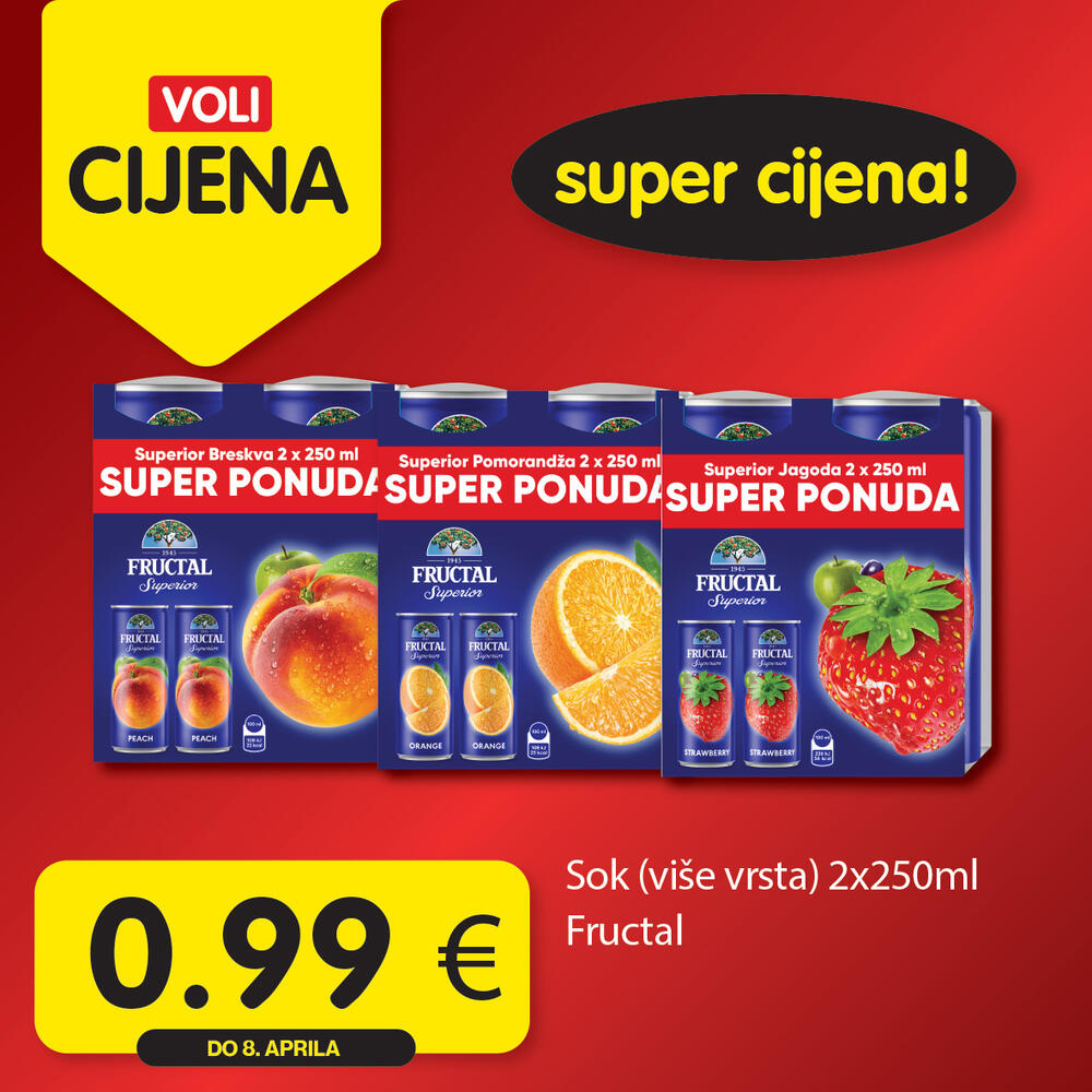 <p><em>Širok izbor proizvoda po najpovoljnijim cijenama na tržištu u svim Voli i Naš diskont marketima.</em></p>  <p> </p>